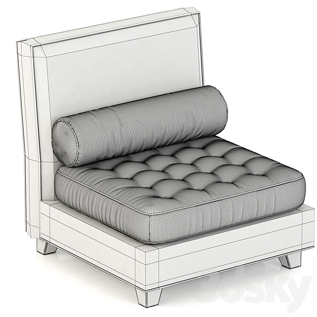 RH Teen Rylin Tufted Armless Chair 3ds Max - thumbnail 3