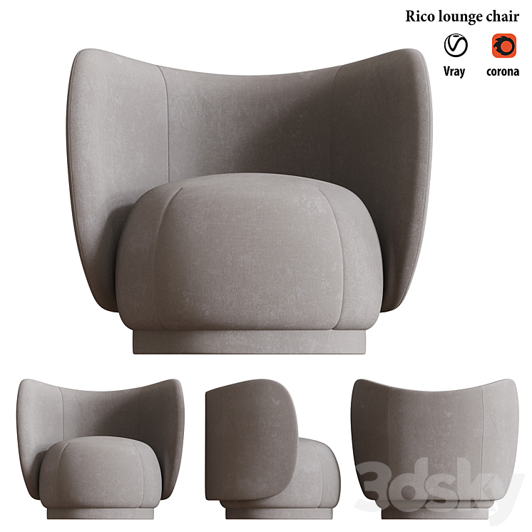 Rico lounge chair 3DS Max - thumbnail 2