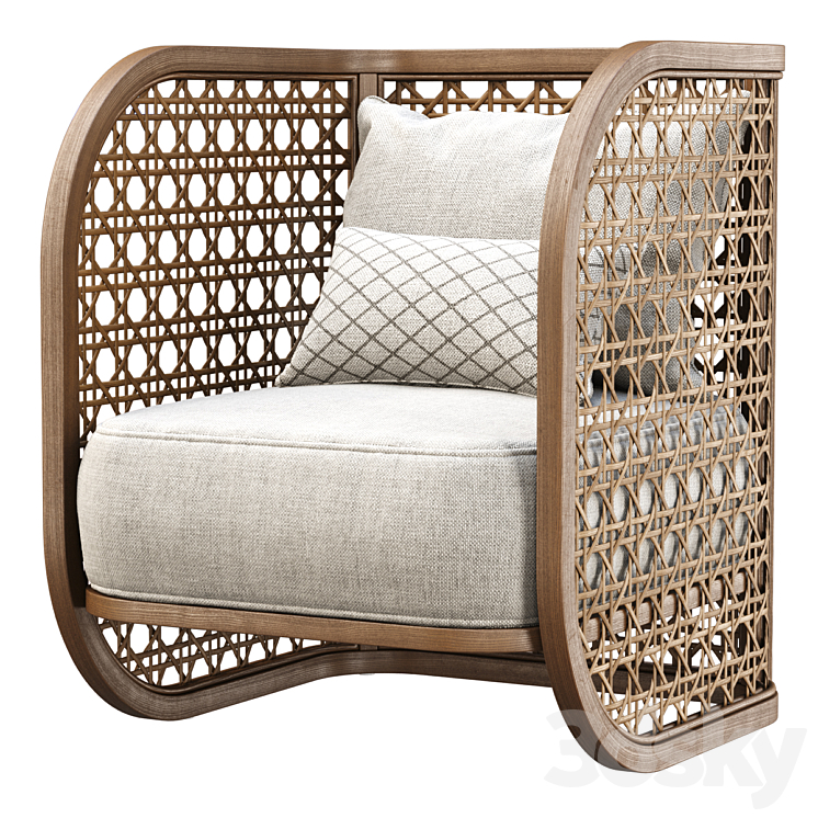 Rimma rattan restaurant chair \/ Rattan dining chair 3DS Max - thumbnail 1