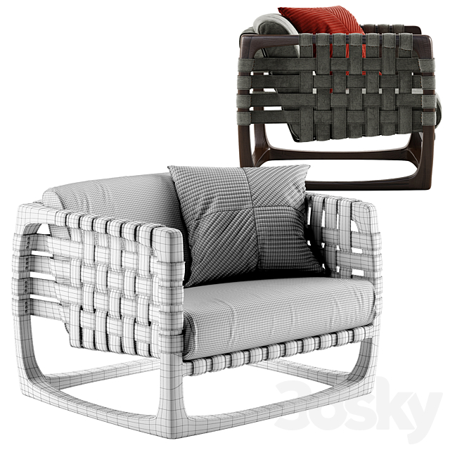 Riva bungalow armchair 3DS Max Model - thumbnail 3