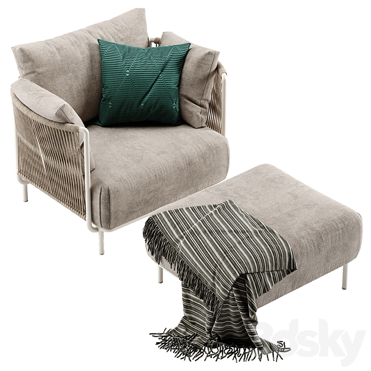 Roberti queen armchair 3DS Max Model - thumbnail 2