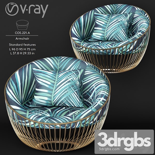 Roberto cavalli Cosmopolitan tropical armchair 3dsmax Download - thumbnail 1