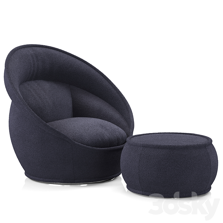 Roche Bobois Coiffe Pivoting Armchair 1 3DS Max - thumbnail 1