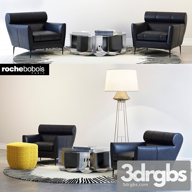 Roche Bobois Virgule Armchair Paris Sunset Trilogie Ottoman 3dsmax Download - thumbnail 1