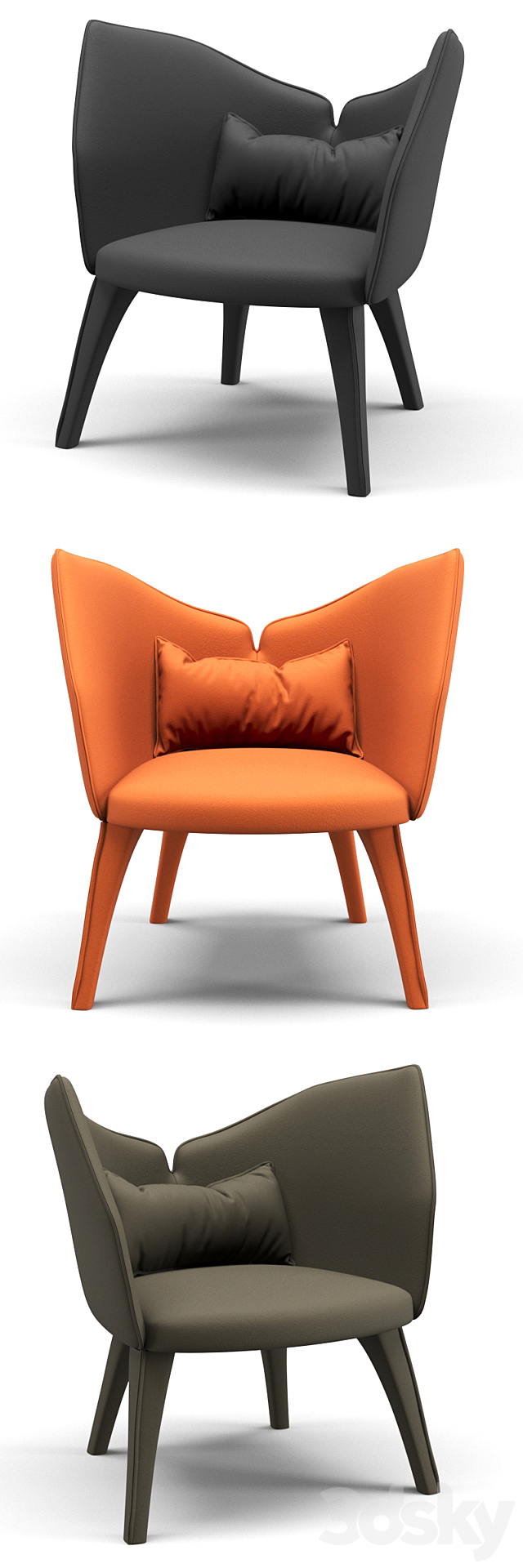 Rochebobois Lady B. Armchair 3DS Max Model - thumbnail 2