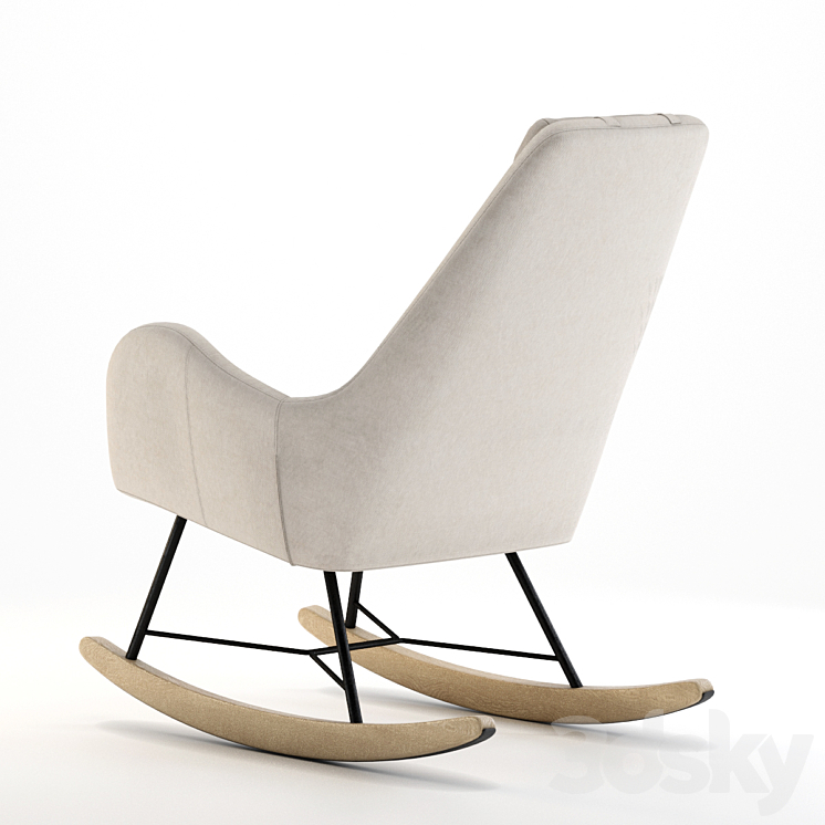 Rocking chair Dante Sherst Beige 3DS Max Model - thumbnail 2