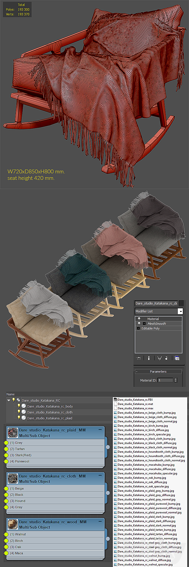 Rocking chair Dare Studio Katakana Rocking chair 3DSMax File - thumbnail 3