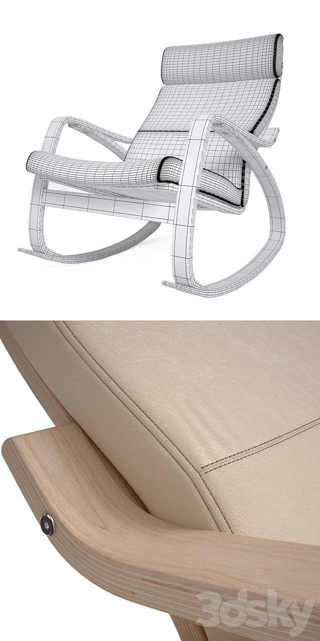 Rocking chair Poeng IKEA 3DS Max Model - thumbnail 3