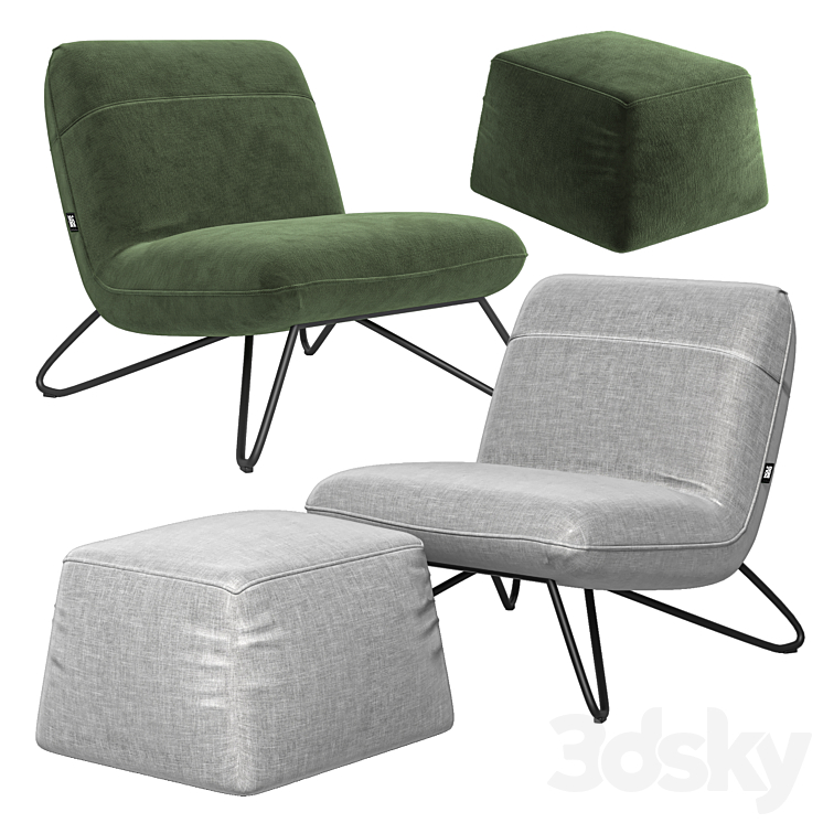 ROLF BENZ 394 Fabric easy chair 3DS Max Model - thumbnail 3