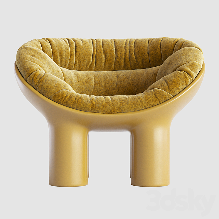 Roly Poly Polyethylene Armchair in Concrete with Cushions by Faye Toogood 3DS Max - thumbnail 2