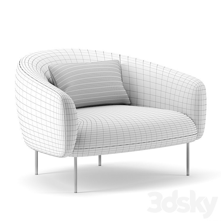 Roma lounge chair by Tacchini 3DS Max - thumbnail 2