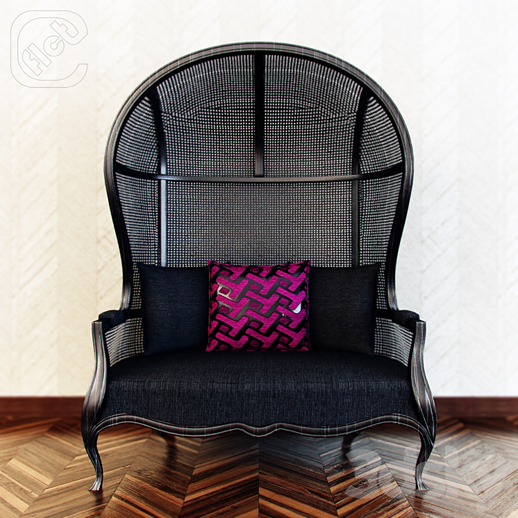 Roman Chair Black 3DS Max Model - thumbnail 1