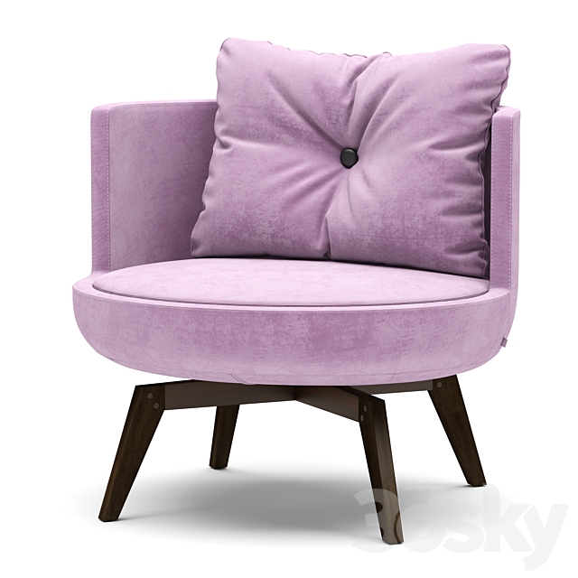 Round armchair 3ds Max - thumbnail 1