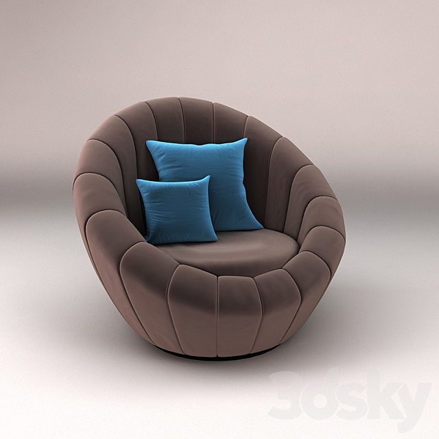 Rounded Armchair With Coffee Table 3DSMax File - thumbnail 2