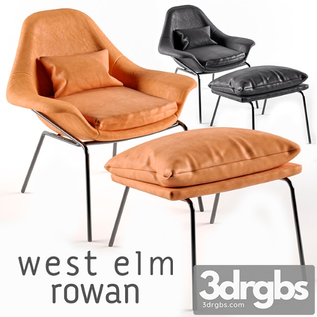 Rowan leather chair and ottoman by west elm 3dsmax Download - thumbnail 1