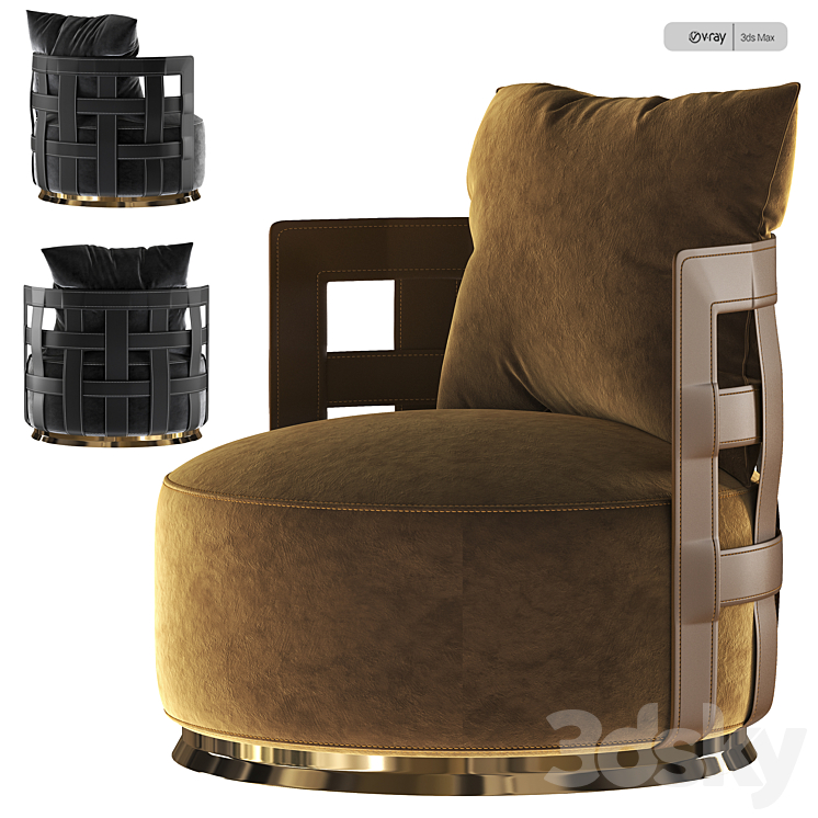 Rugiano Braid Armchair 3DS Max - thumbnail 2