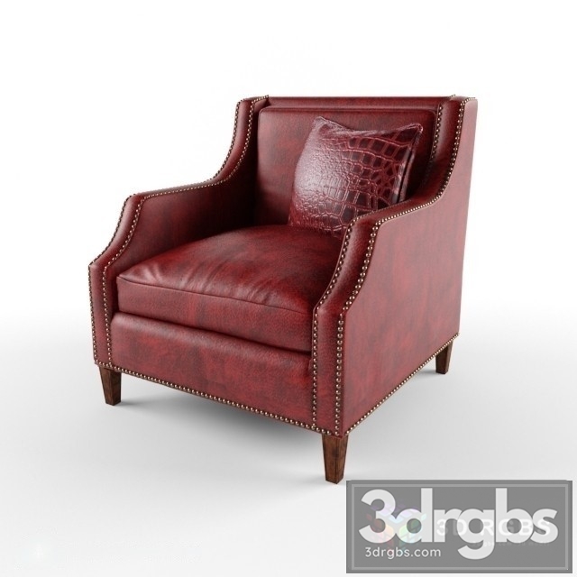 Rustic Red Leather Armchair 3dsmax Download - thumbnail 1