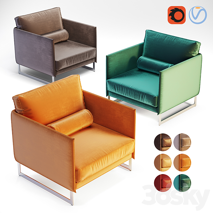 Saba Livingston Armchair 3DS Max - thumbnail 1