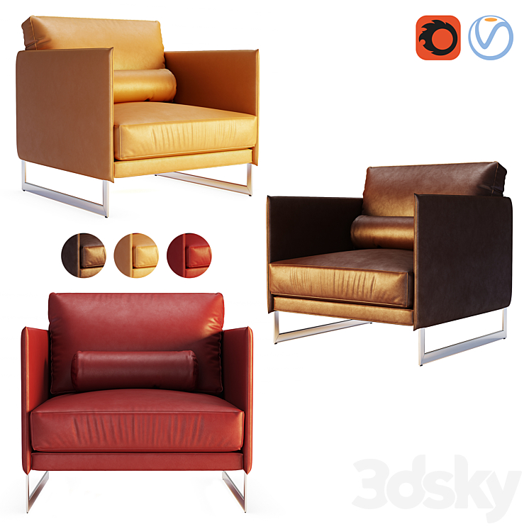 Saba Livingston Armchair 3DS Max - thumbnail 2