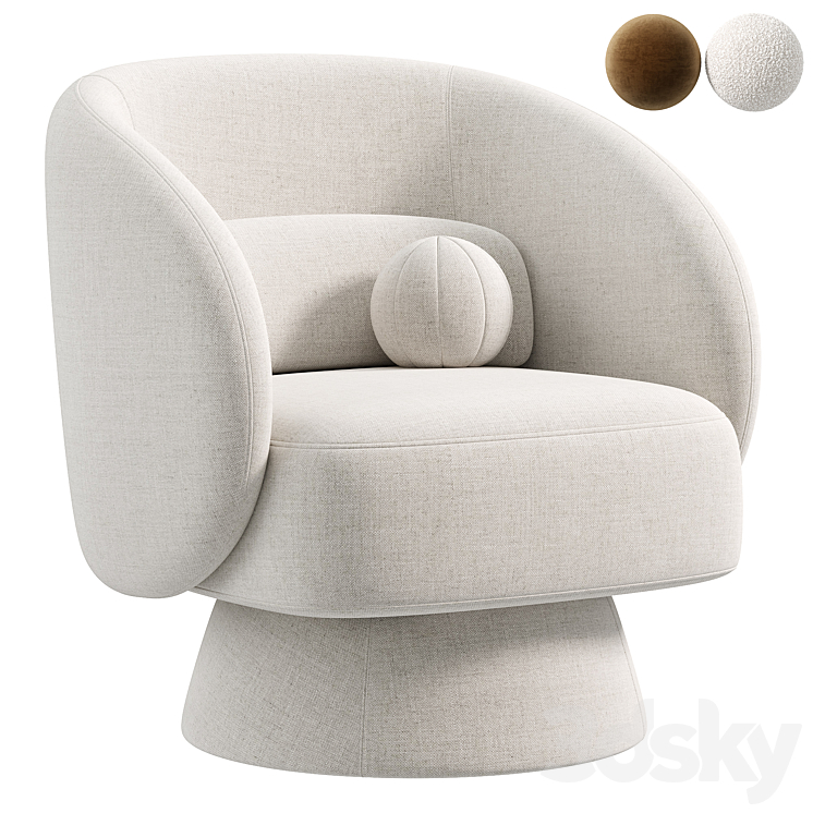 Saboor Upholstered Swivel Barrel Chair 3DS Max Model - thumbnail 3