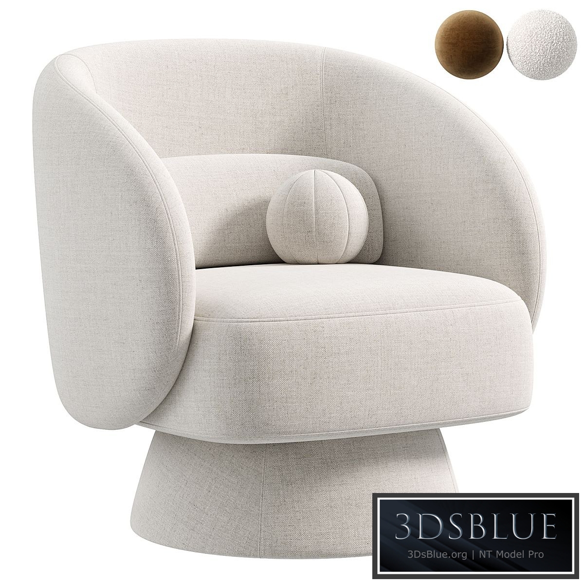 Saboor Upholstered Swivel Barrel Chair 3DS Max - thumbnail 3