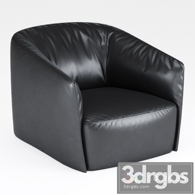 Santa Monica  Leather Black Armchair 3dsmax Download - thumbnail 1