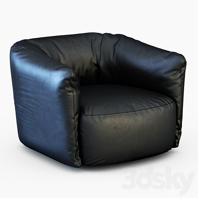 Santa Monica Leather Swivel Armchair Poliform 3DSMax File - thumbnail 1