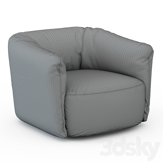 Santa Monica Leather Swivel Armchair Poliform 3DSMax File - thumbnail 3