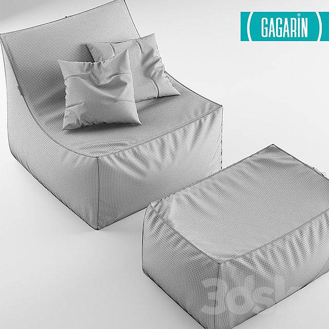 Saturn Q armchair – pouf 3DS Max Model - thumbnail 2