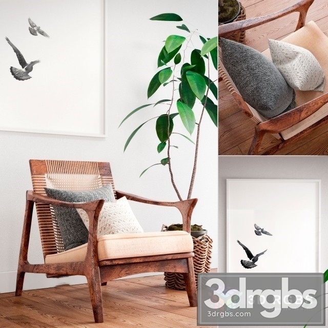 Scandinavian Corner Armchair 3dsmax Download - thumbnail 1