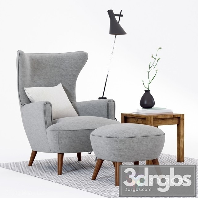 Scandinavian Designs Katja High Back Armchair 3dsmax Download - thumbnail 1