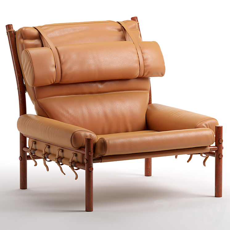 Scandinavian Modern Arne Norell Leather Inca Lounge Chair 3DS Max Model - thumbnail 3