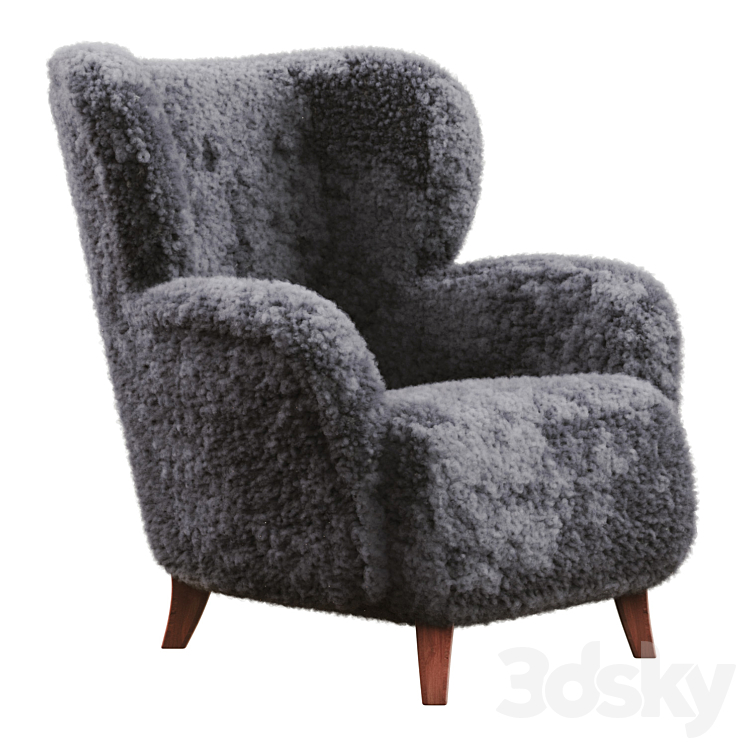 Scandinavian vintage armchair 3DS Max Model - thumbnail 1