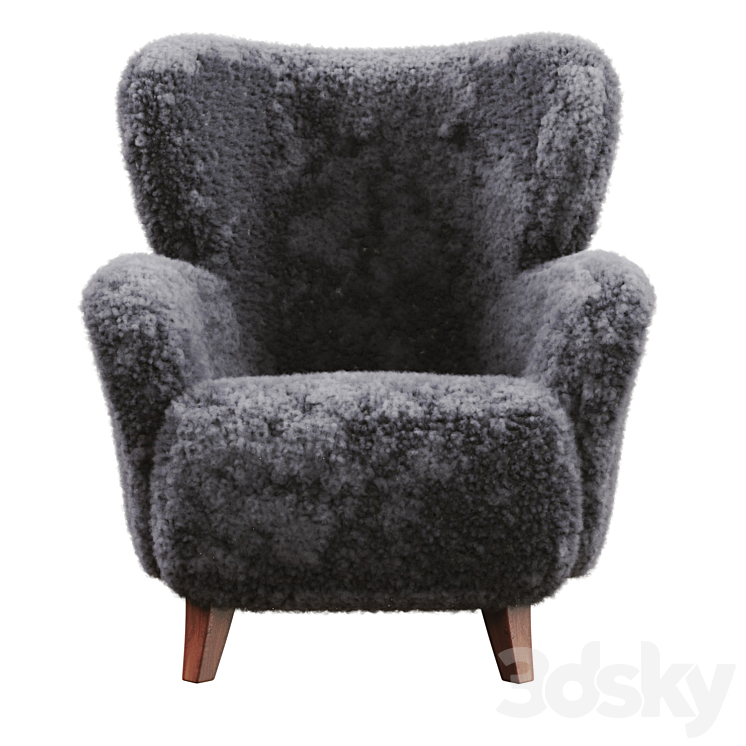 Scandinavian vintage armchair 3DS Max Model - thumbnail 2