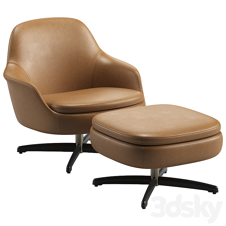 Sendai Swivel Armchair by Minotti 3DS Max Model - thumbnail 2