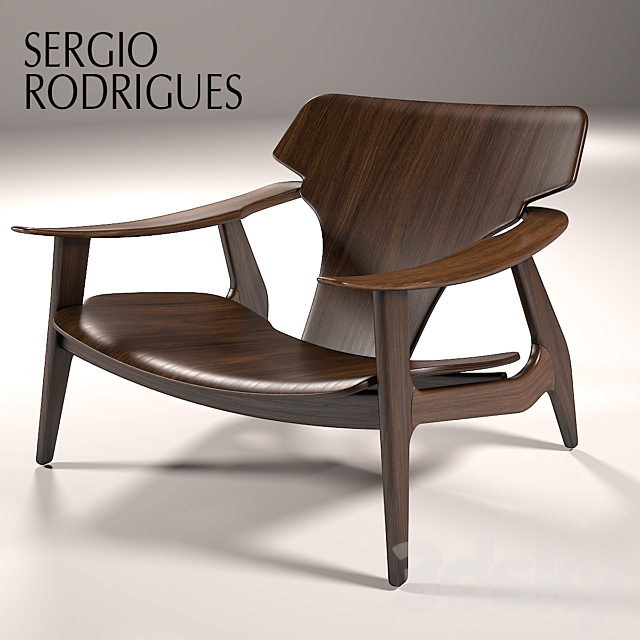 Sergio rodrigues poltrona diz 3ds Max - thumbnail 1