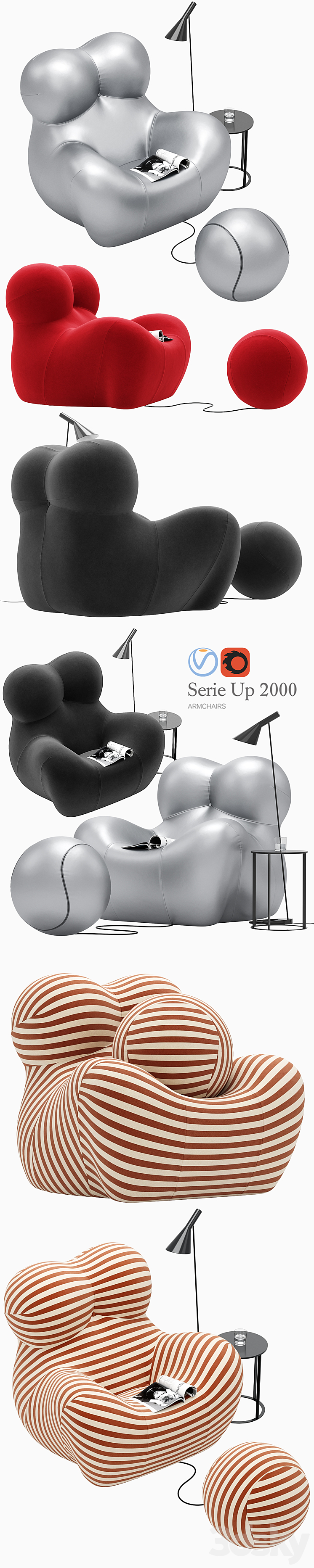 Serie Up 2000 armchair 3DS Max - thumbnail 2