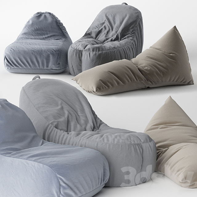 Set Bean Bags (IKEA and Woodnotes) 3ds Max - thumbnail 1