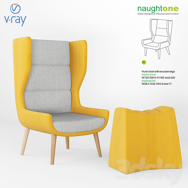 SET Naughtone: hush chair pinch stool 3ds Max - thumbnail 1