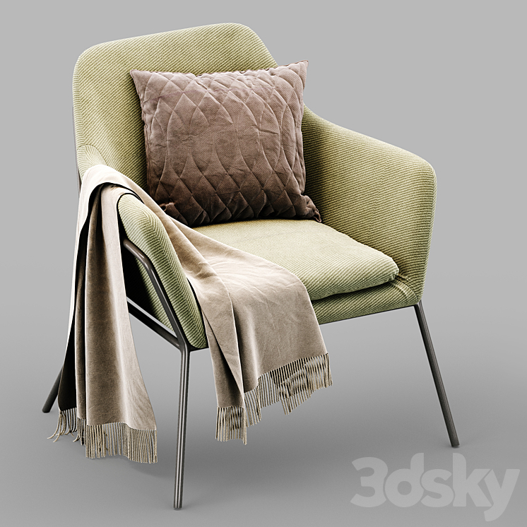 Shelford armchair 3DS Max Model - thumbnail 2