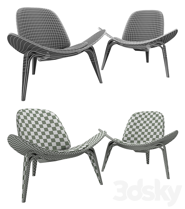 Shell Chair CH07 3DS Max Model - thumbnail 5