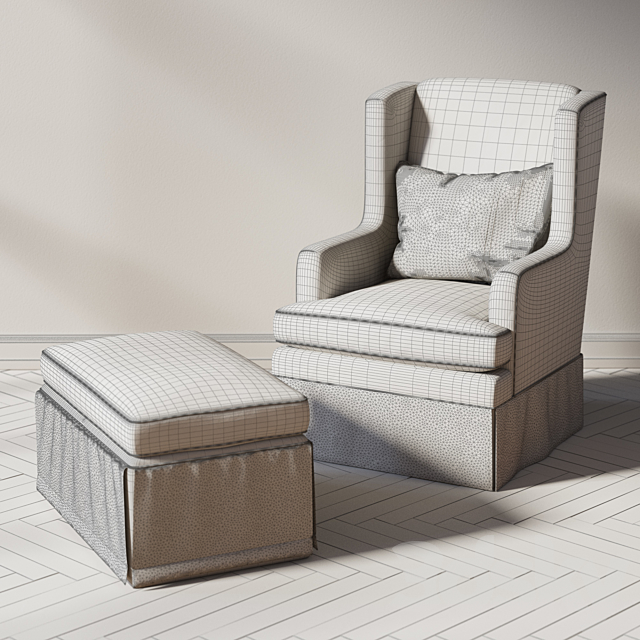 Sherill Furniture Swivel Rocker with ottoman 3DSMax File - thumbnail 2