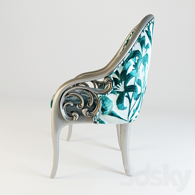 Silver Leaf Armchair 3DS Max Model - thumbnail 2