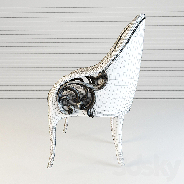 Silver Leaf Armchair 3DS Max Model - thumbnail 3