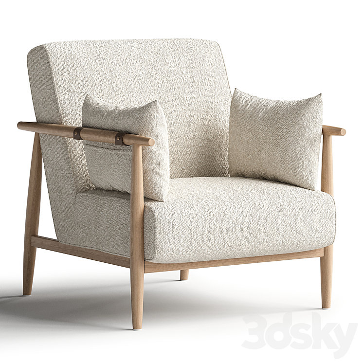 Sirolo oak armchair 3DS Max Model - thumbnail 1