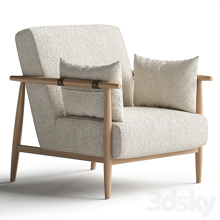 Sirolo oak armchair 3DS Max Model - thumbnail 2