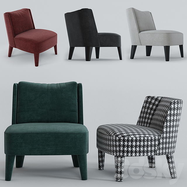 Small armchairs Cecile and Isabelle by Meridiani 3ds Max - thumbnail 1