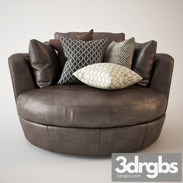 Snuggle swivel chair leather 3dsmax Download - thumbnail 1