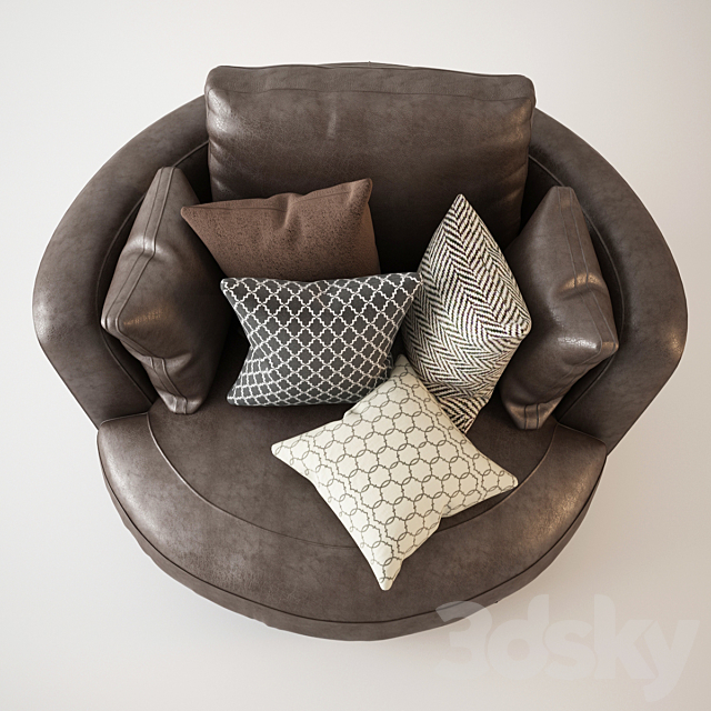 Snuggle Swivel Chair Leather 3DSMax File - thumbnail 2