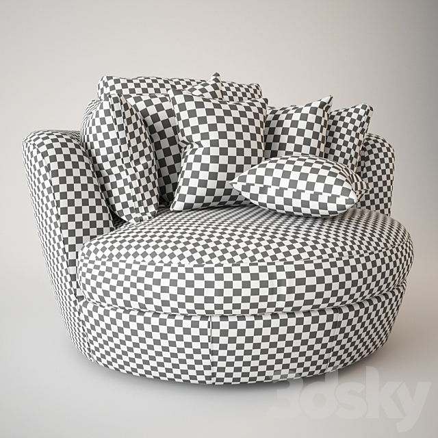 Snuggle Swivel Chair Leather 3DSMax File - thumbnail 3